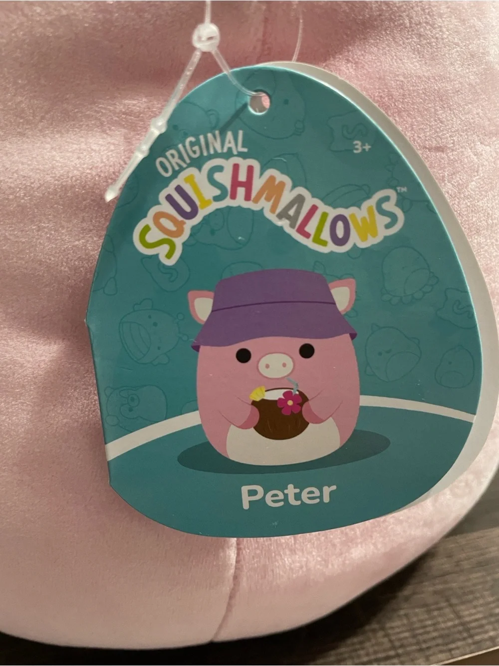 Squishmallows Pink Pig with Lavender Bucket Hat